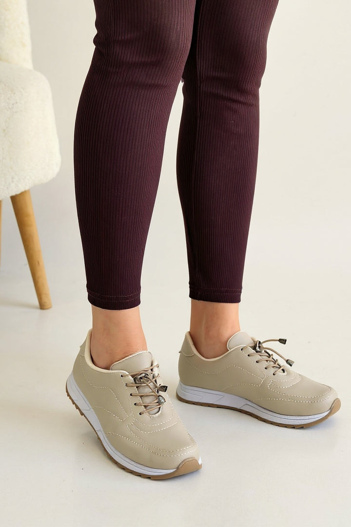 Finna Kadın Bej Bağcıklı Spor Ayakkabı