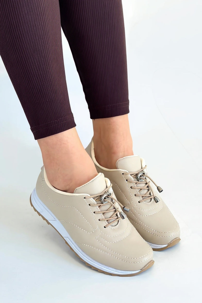 Finna Kadın Bej Bağcıklı Spor Ayakkabı