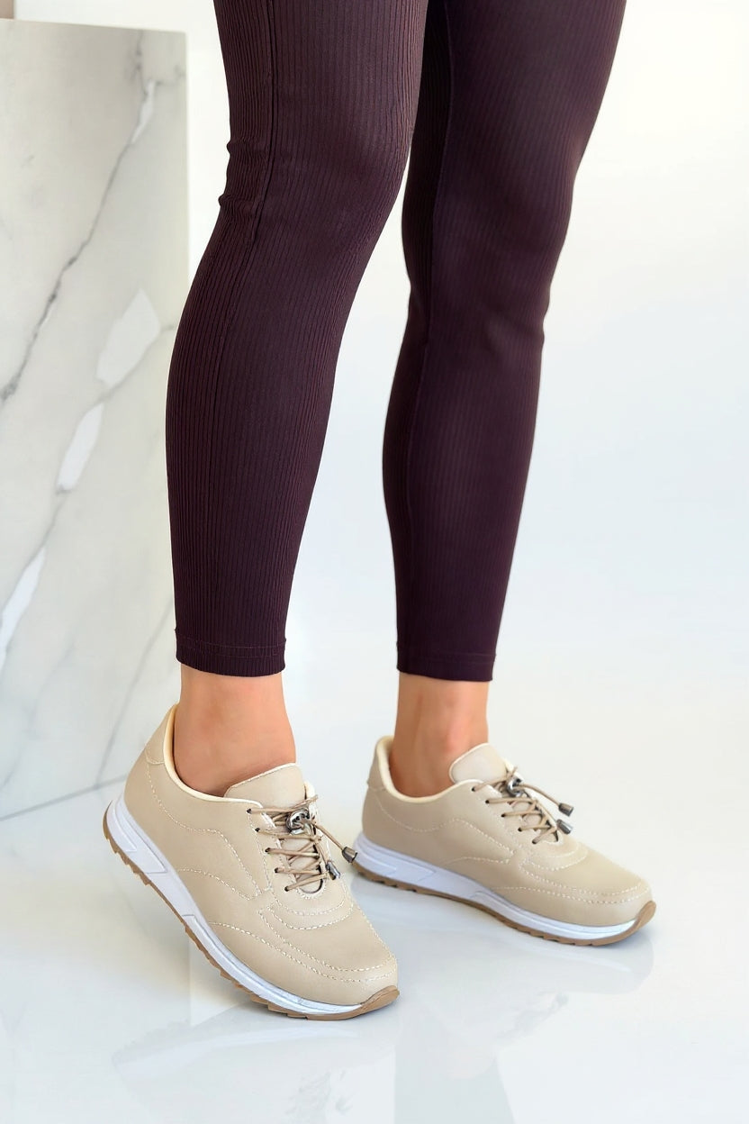 Finna Kadın Bej Bağcıklı Spor Ayakkabı