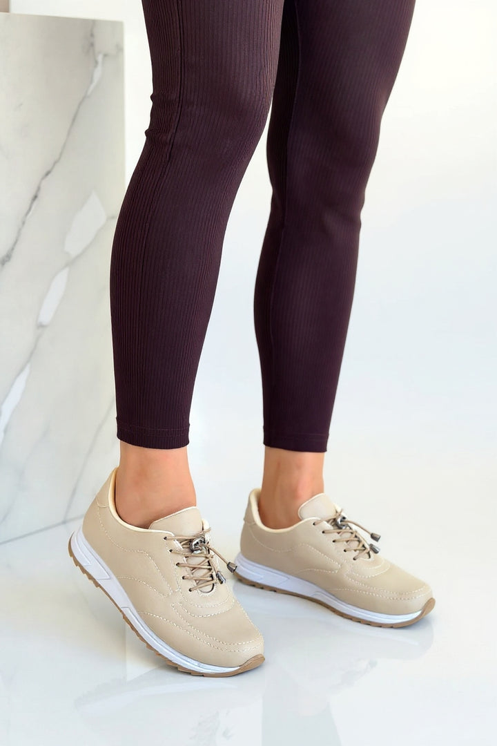 Finna Kadın Bej Bağcıklı Spor Ayakkabı