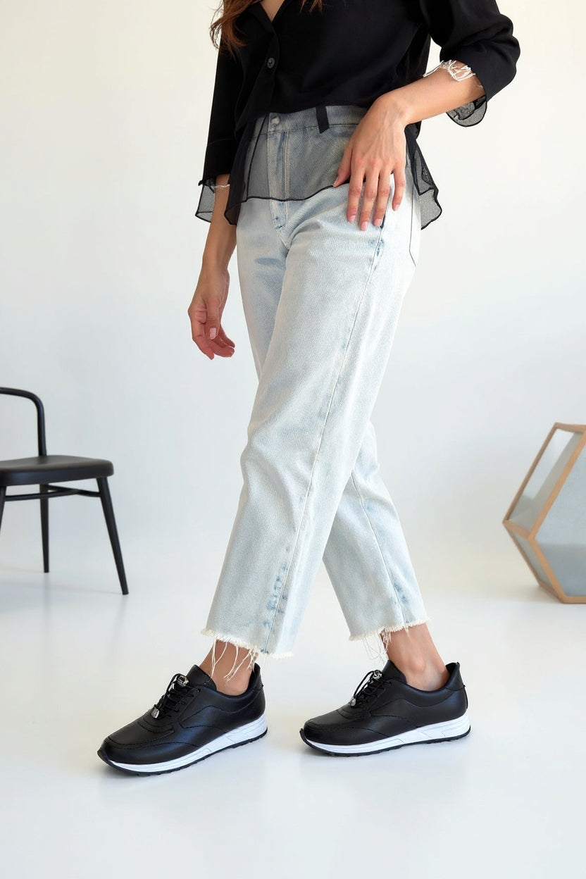 Finna Kadın Siyah Bağcıklı Spor Ayakkabı