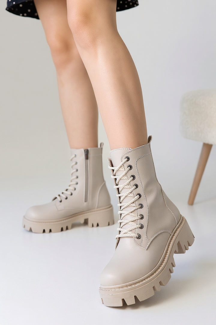 Flona Kadın Bej Bağcıklı Bot