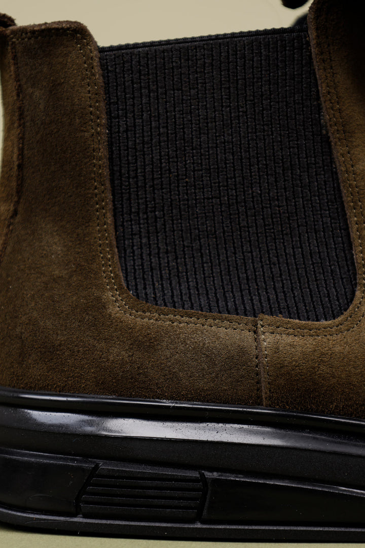 Vestan Kadın Hakiki Süet Deri Elastik Bantlı Haki Bot