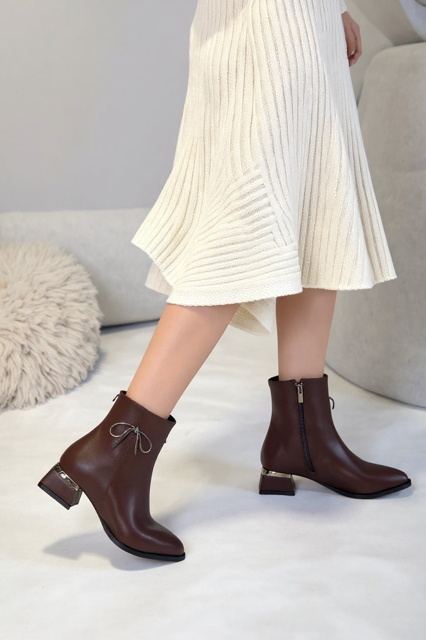 Harly Kadın Kahverengi Metal Detaylı Topuklu Bot