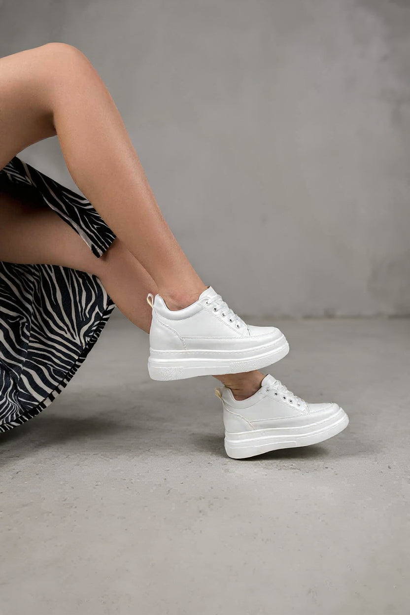 Helnes Kadın Beyaz Gizli Topuk Spor Ayakkabı