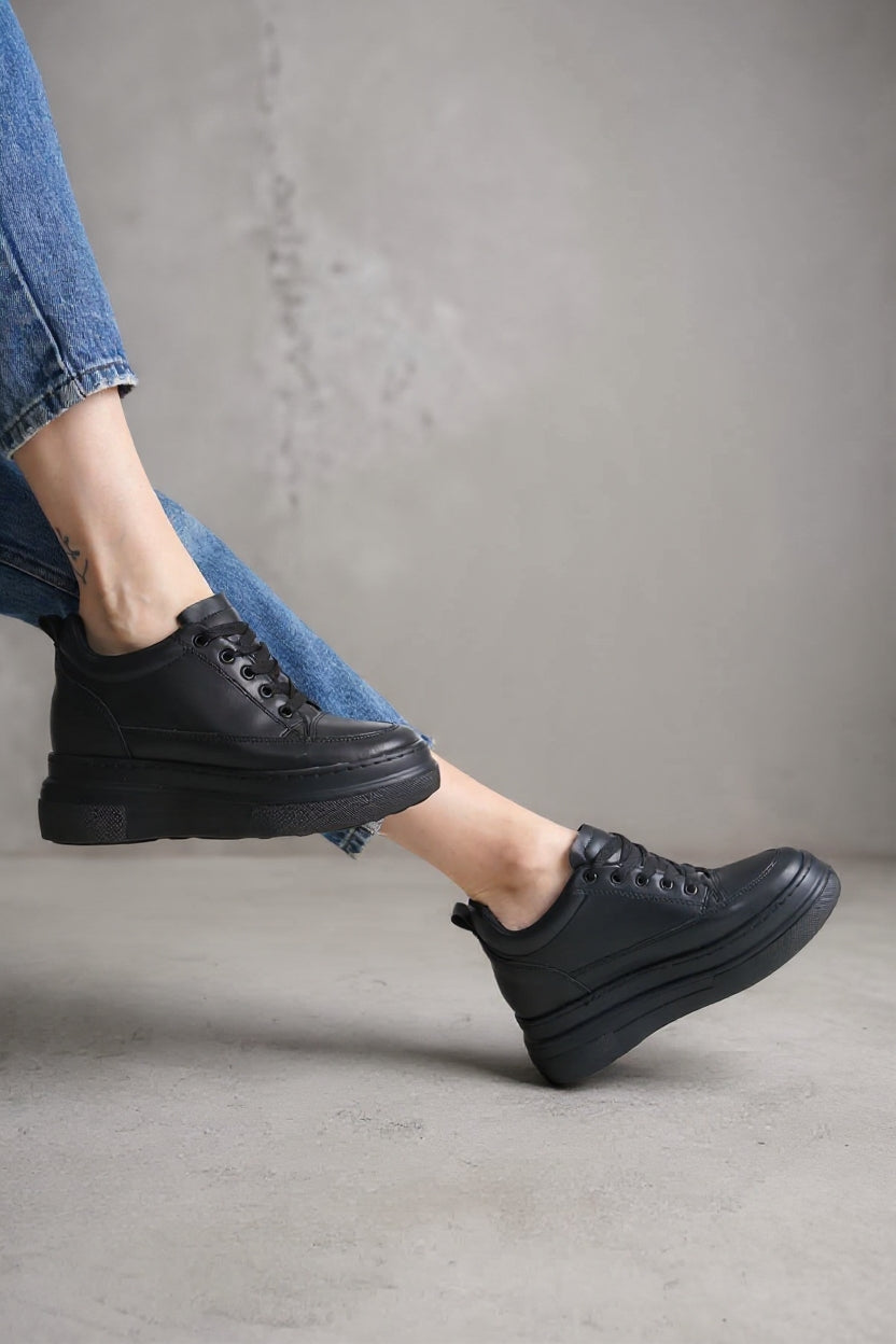 Helnes Kadın Siyah Gizli Topuk Spor Ayakkabı