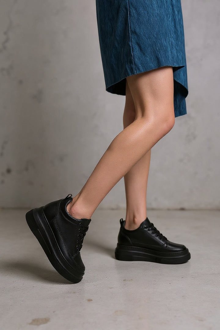 Helnes Kadın Siyah Gizli Topuk Spor Ayakkabı