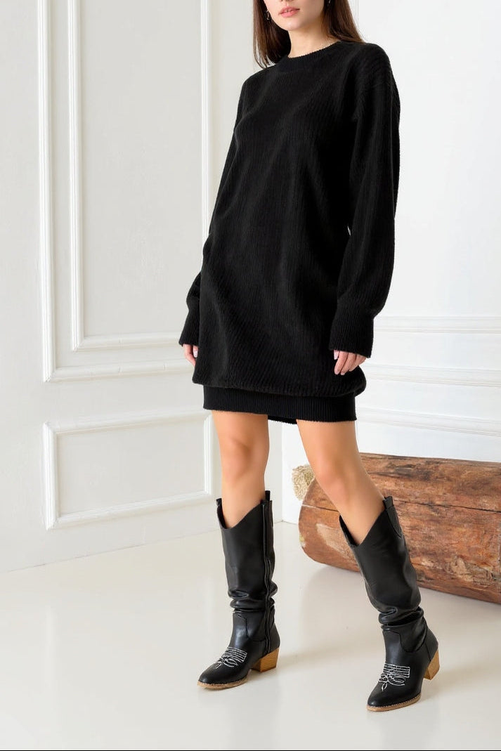 Jeoni Kadın Siyah Kovboy Körüklü Topuklu Çizme