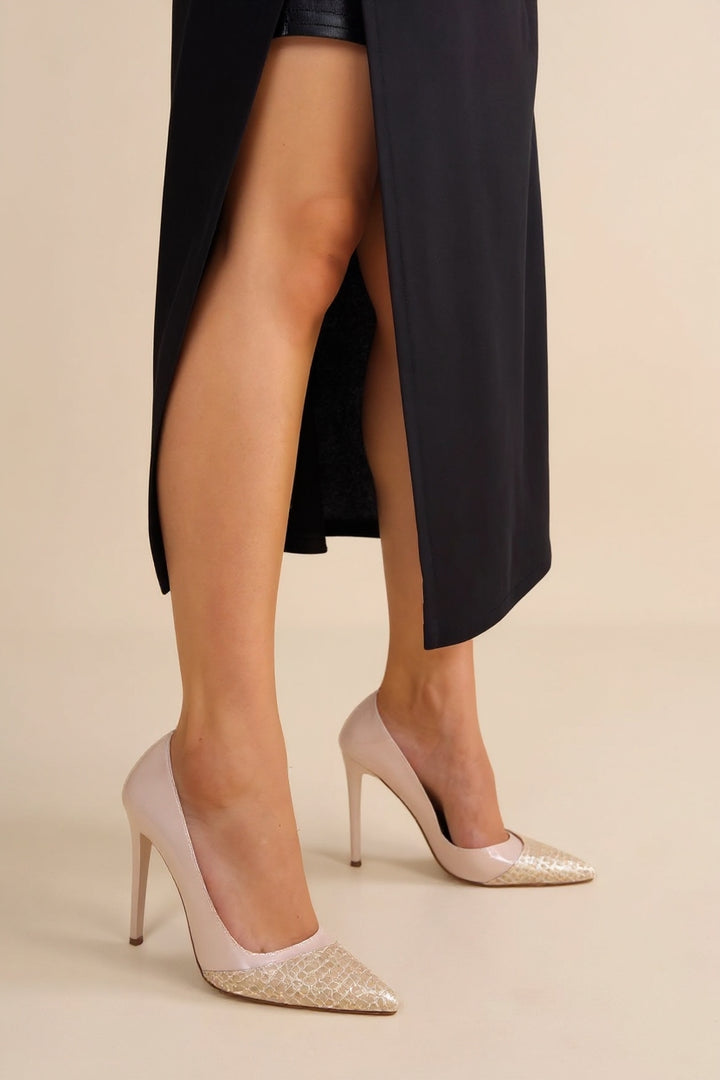 Jier Kadın Bej Rugan Stiletto Yüksek Topuklu Ayakkabı