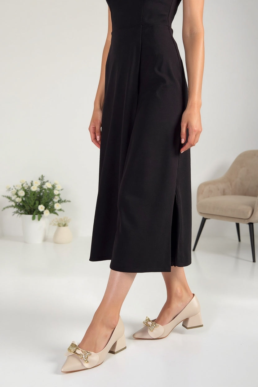 Jies Kadın Bej Kapalı Burun Kısa Topuklu Ayakkabı