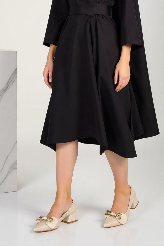 Jies Kadın Bej Kapalı Burun Kısa Topuklu Ayakkabı