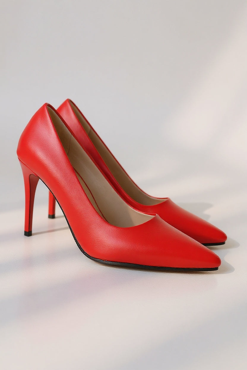 Jilya Kadın Kırmızı Kapalı Burun Stiletto Topuklu Ayakkabı
