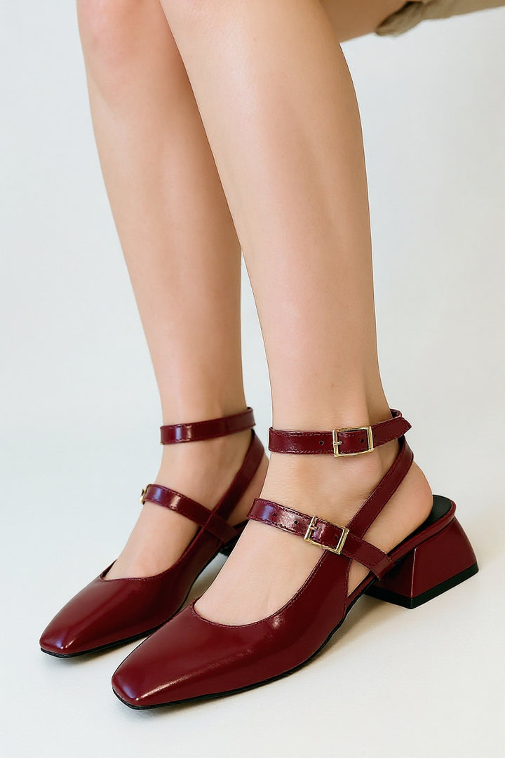 Karmi Kadın Mürdüm Kapalı Burun Kısa Topuklu Ayakkabı