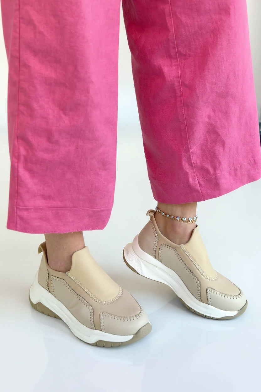 Kendey Kadın Bej Dikiş Detaylı Spor Ayakkabı