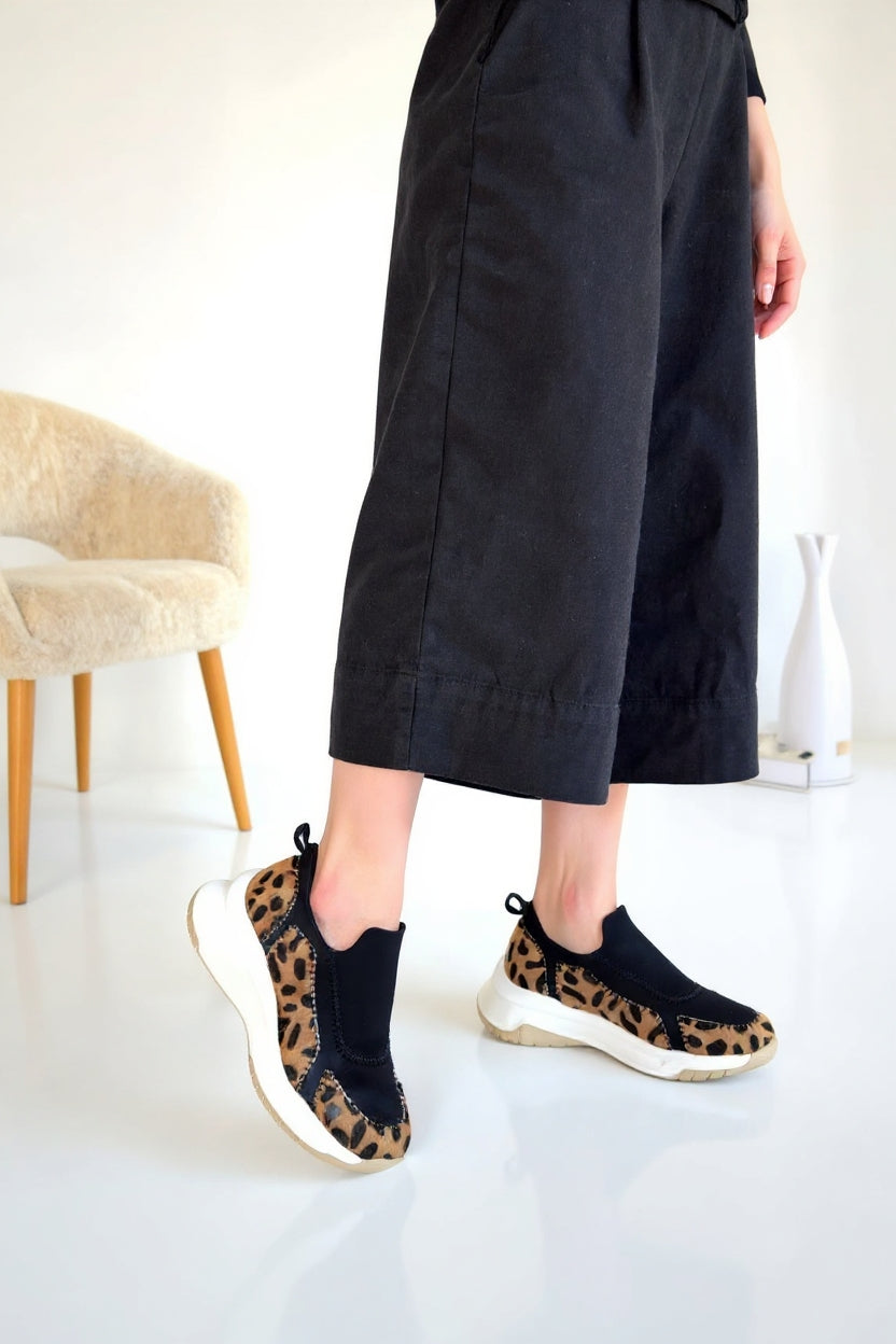 Kendey Kadın Leopar Süet Spor Ayakkabı