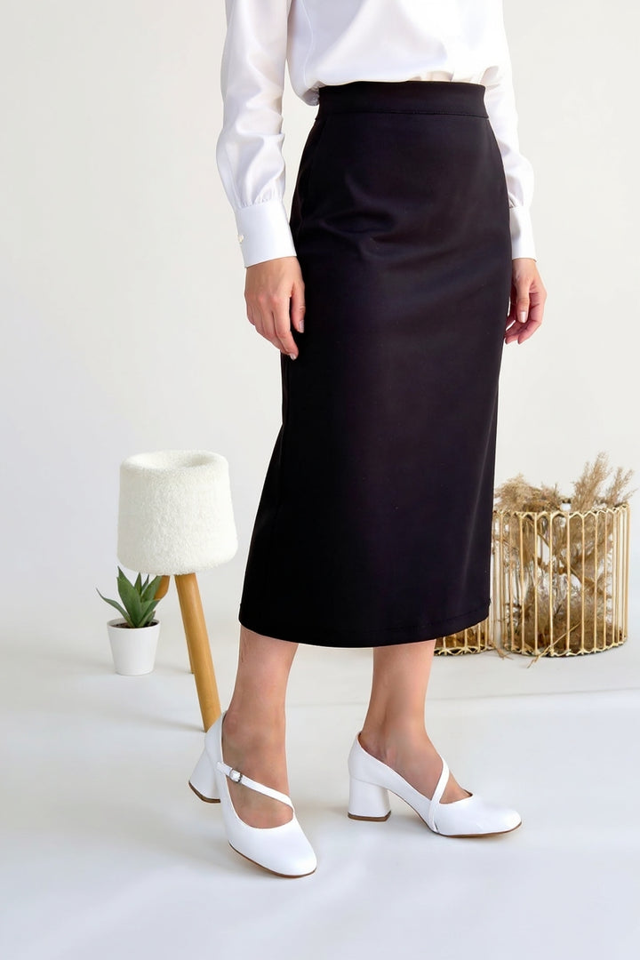 Kier Kadın Beyaz Kapalı Burun Topuklu Ayakkabı