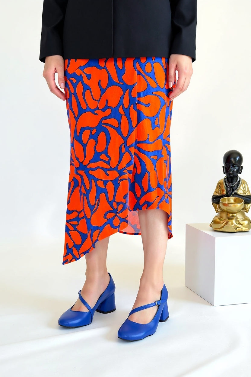 Kier Kadın Mavi Kapalı Burun Topuklu Ayakkabı