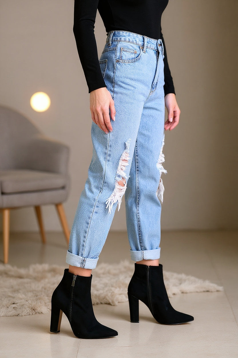 Loora Kadın Siyah Süet Topuklu Bot