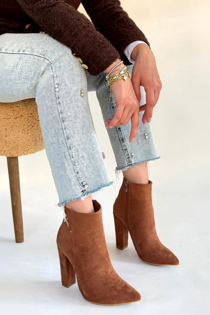 Loora Kadın Vizon Süet Topuklu Bot