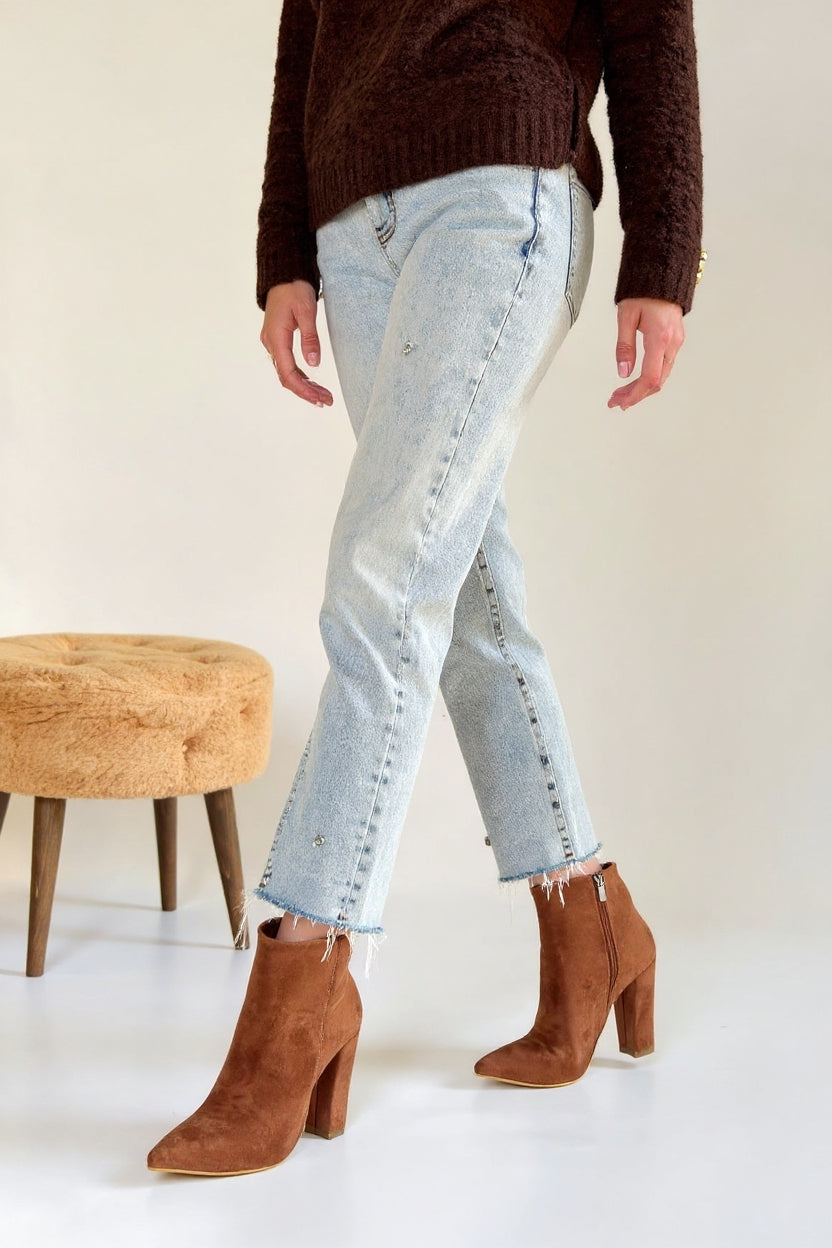 Loora Kadın Vizon Süet Topuklu Bot