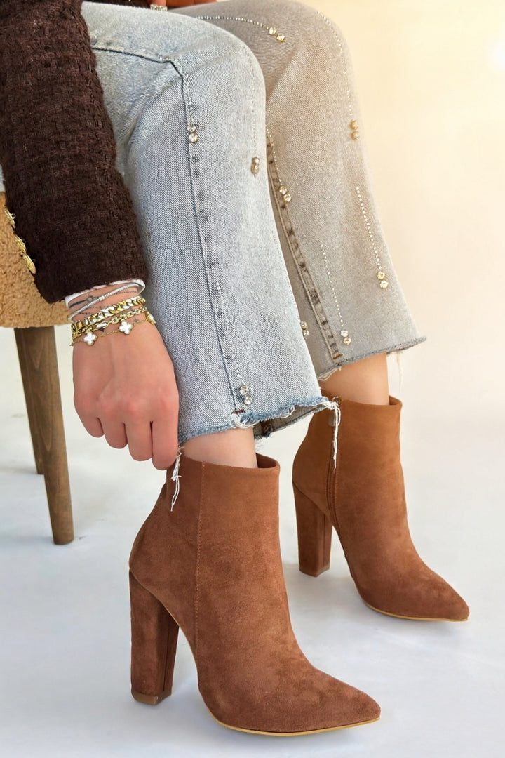 Loora Kadın Vizon Süet Topuklu Bot