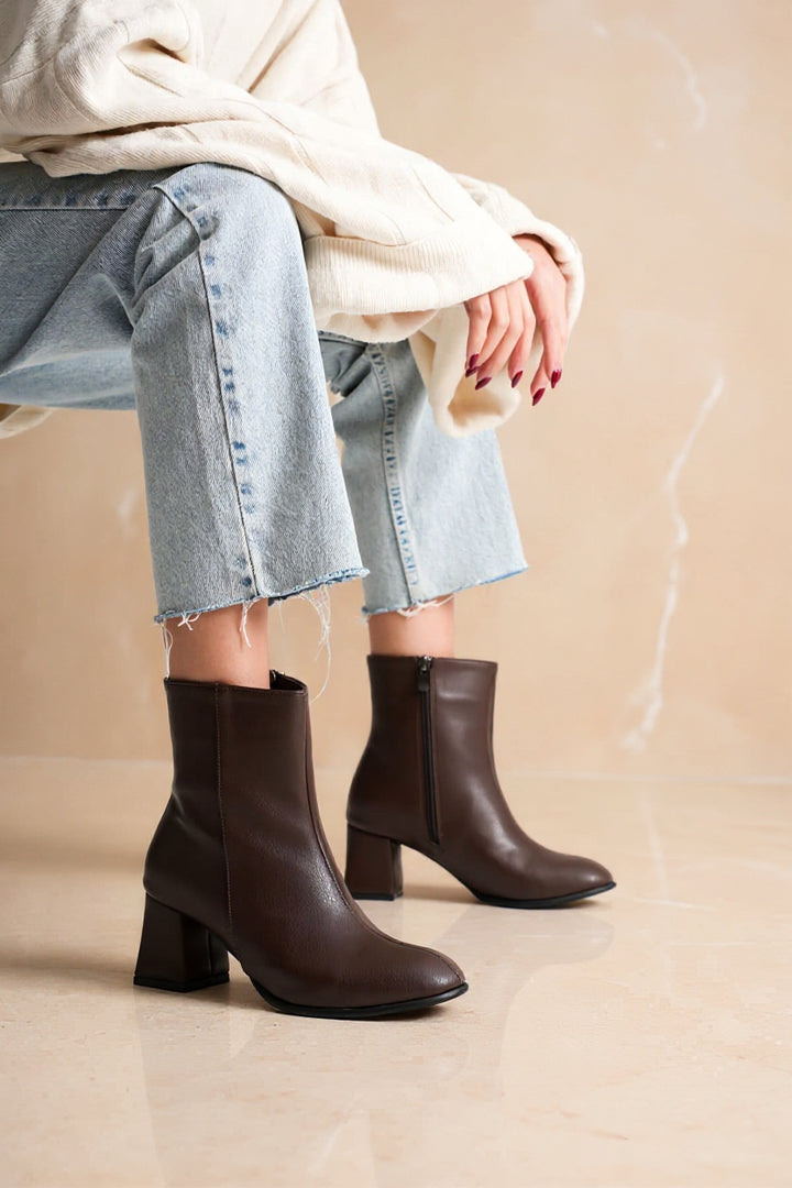 Lucinda Kadın Kışlık Acı Kahve Kalın Topuklu Bot