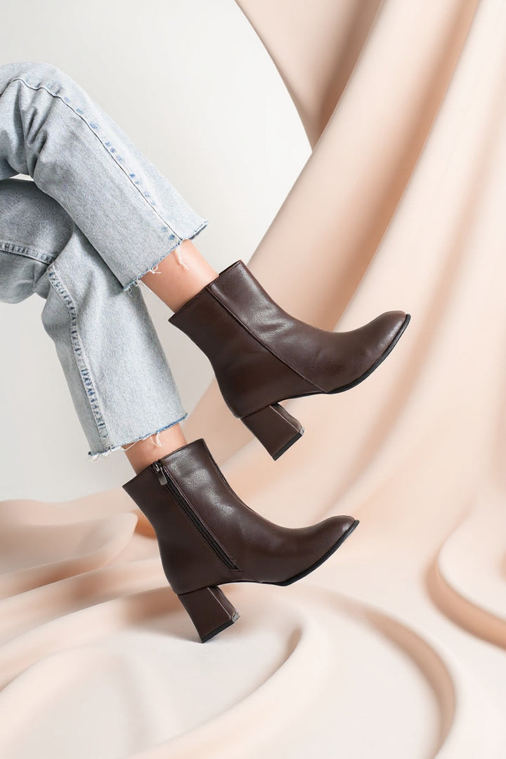 Lucinda Kadın Kışlık Acı Kahve Kalın Topuklu Bot