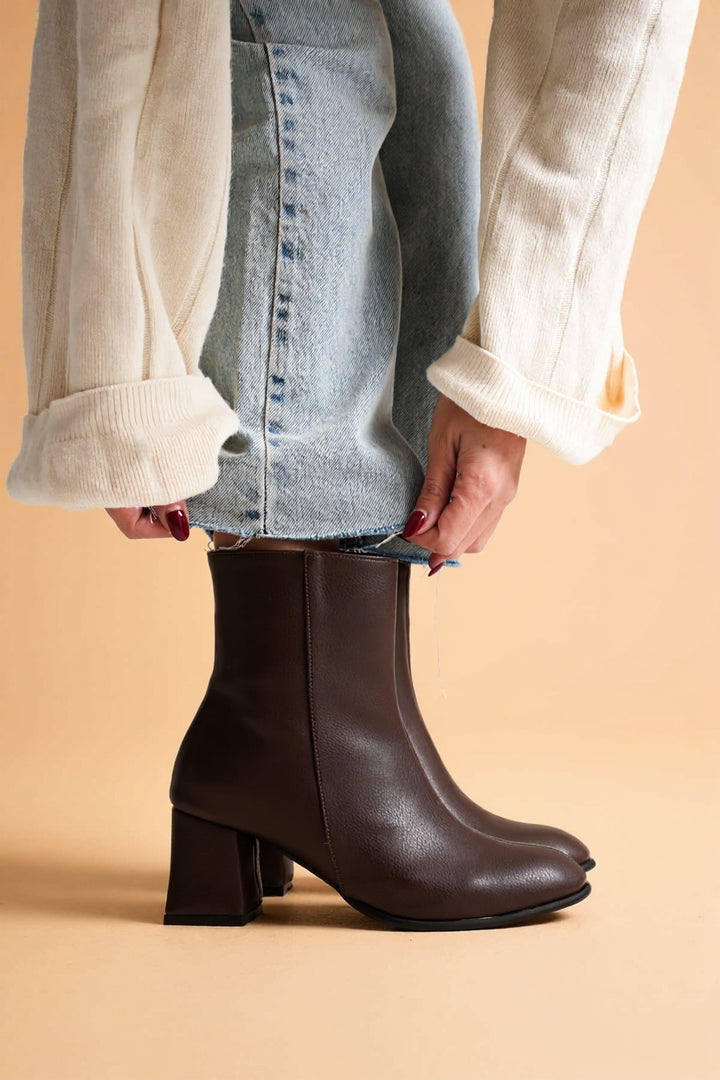 Lucinda Kadın Kışlık Acı Kahve Kalın Topuklu Bot