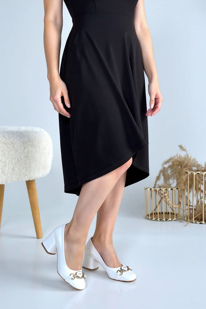 Lucky Kadın Beyaz Kapalı Burun Kalın Topuklu Ayakkabı