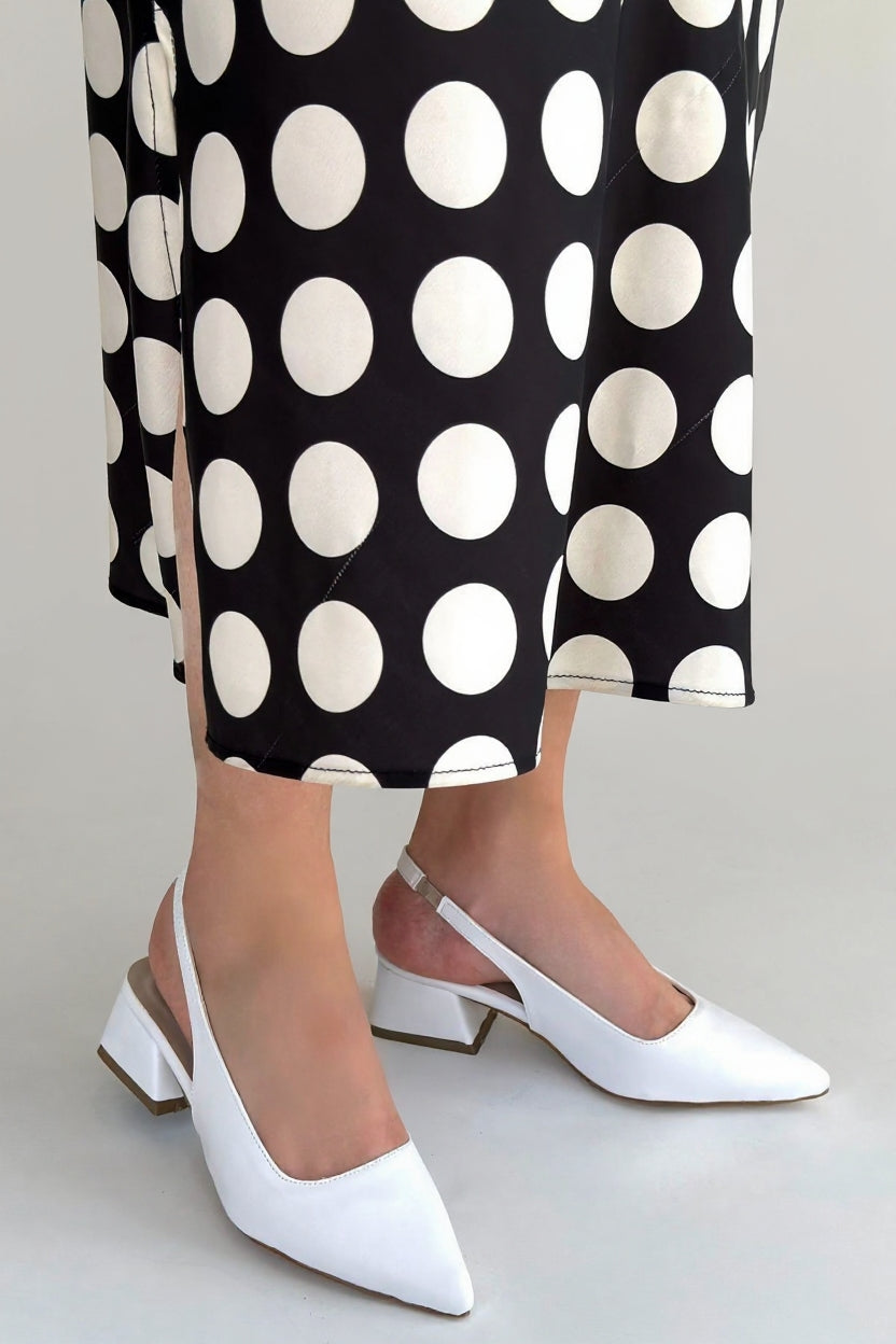 Morji Kadın Beyaz Kısa Topuklu Kapalı Burun Ayakkabı