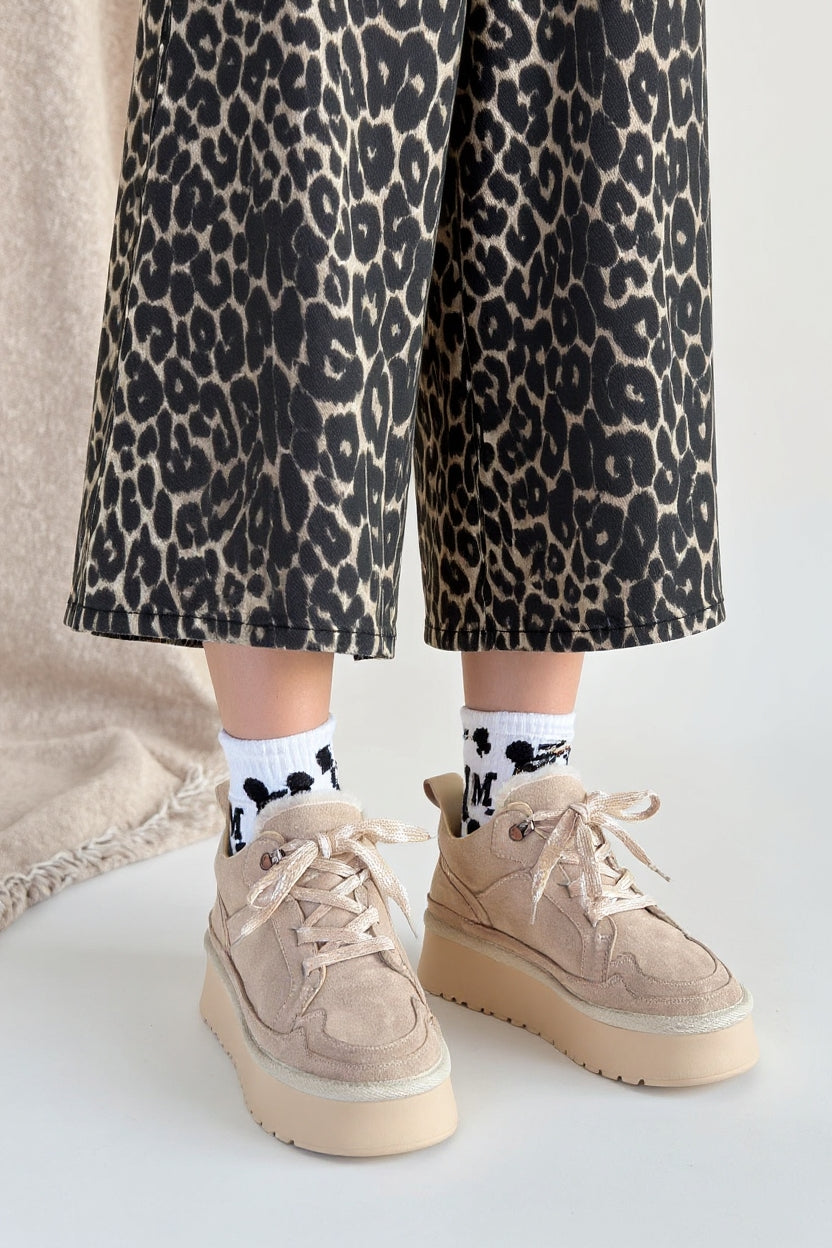 Muden Kadın Bej Süet Bağcıklı Bot