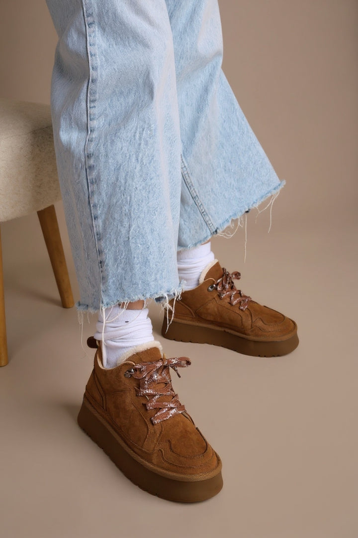 Muden Kadın Taba Süet Bağcıklı Bot