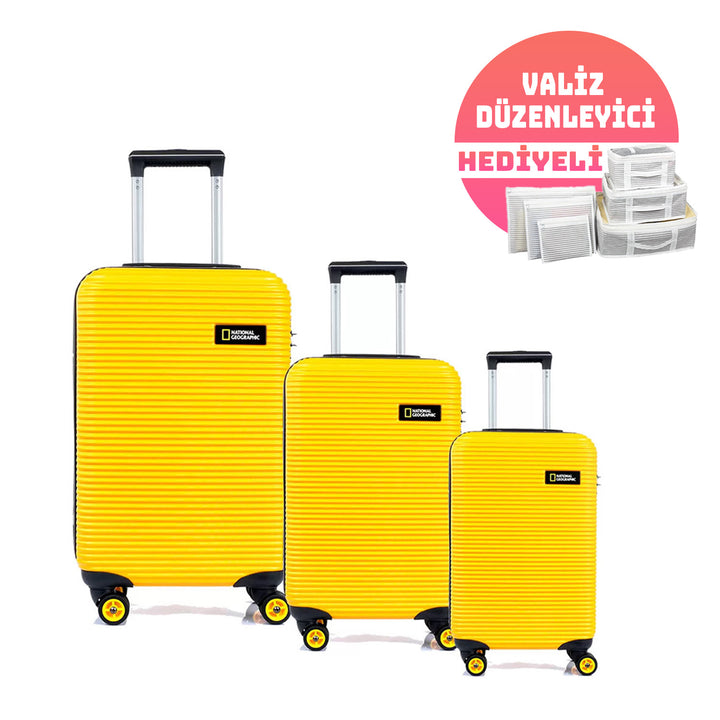 National Geographic N-2001 Sarı Abs  Valiz Seti -ROND