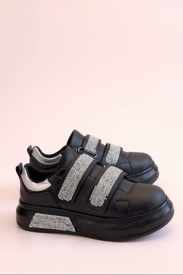 Nino Kadın Siyah Cırt Cırtlı Spor Ayakkabı