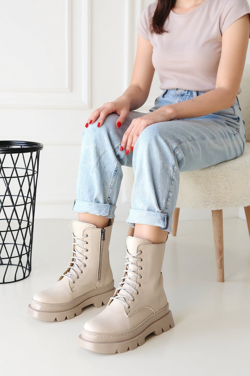 Orge Kadın Bej Bağcıklı Bot