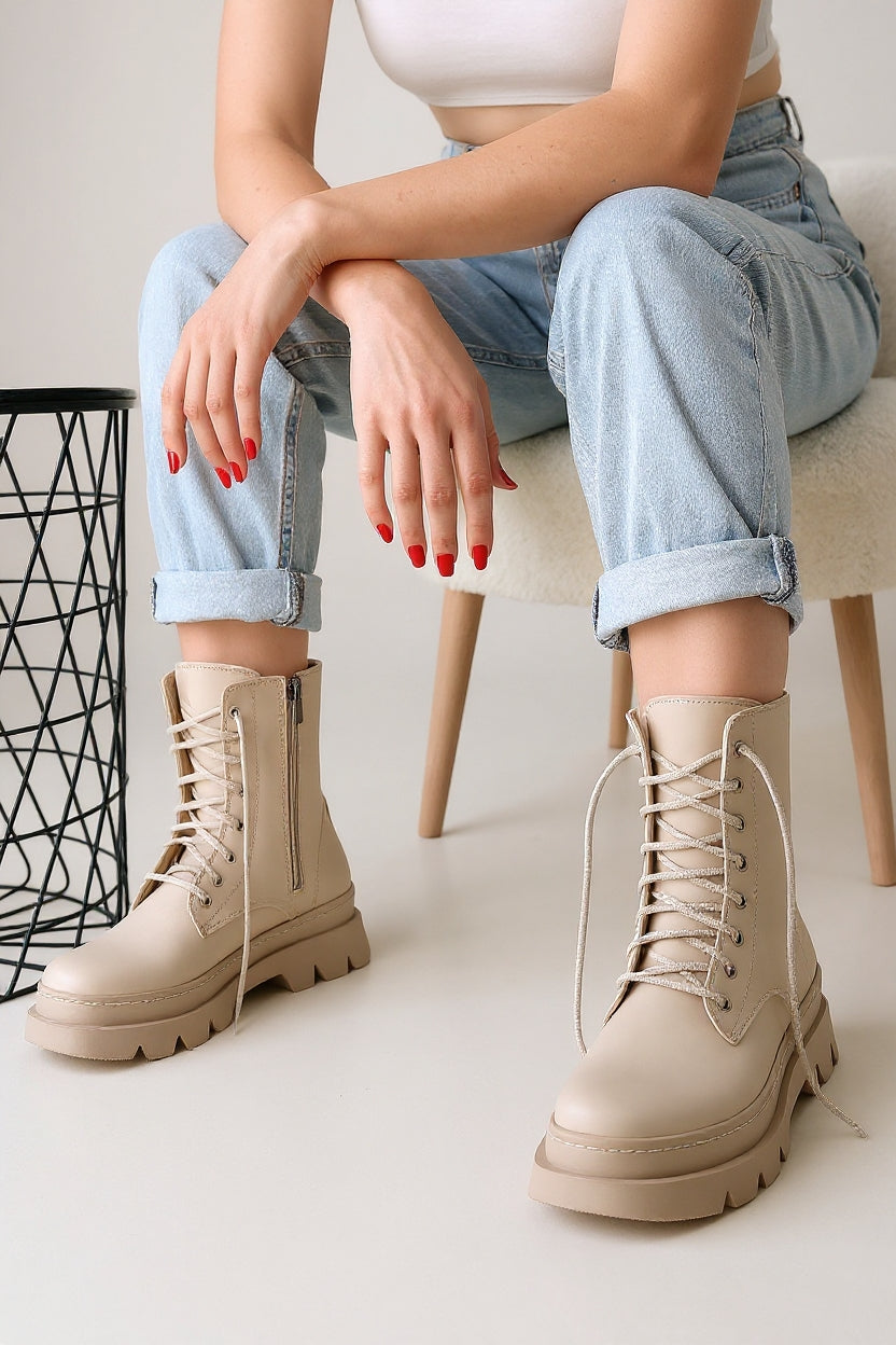 Orge Kadın Bej Bağcıklı Bot