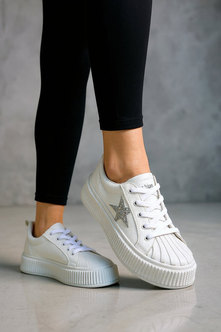 Piata Kadın Beyaz Bağcıklı Spor Ayakkabı