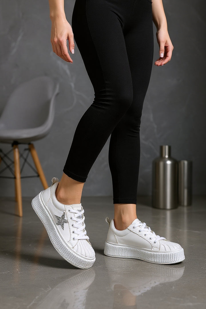 Piata Kadın Beyaz Bağcıklı Spor Ayakkabı