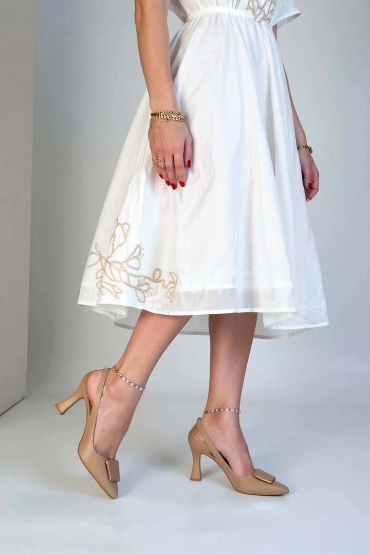 Piert Kadın Nude Tokalı Topuklu Ayakkabı