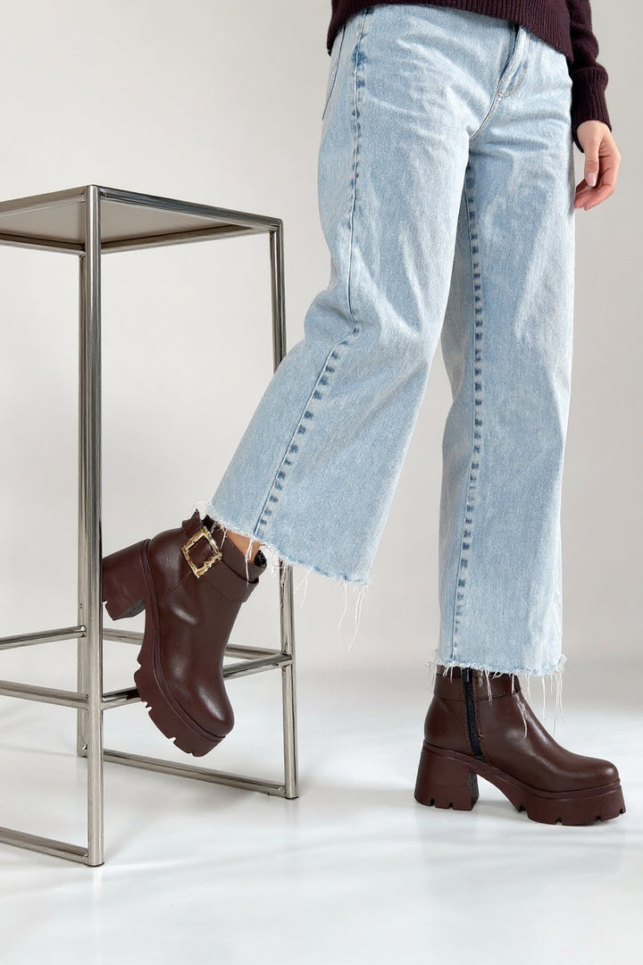 Pinma Kahverengi Kadın Topuklu Bot