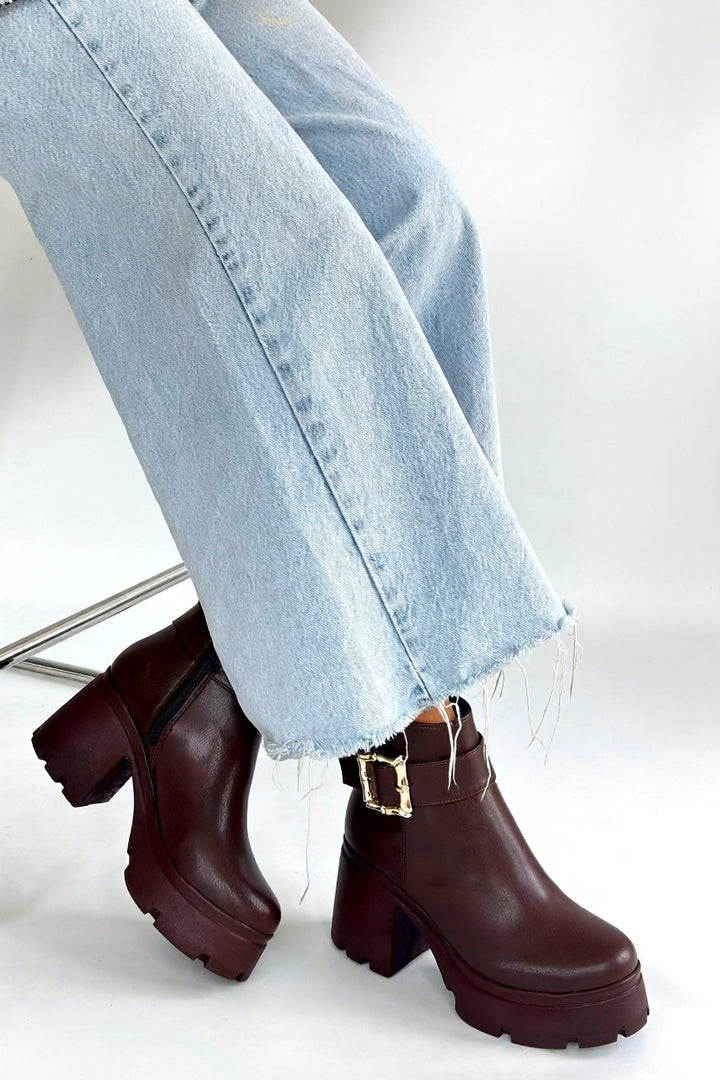 Pinma Kahverengi Kadın Topuklu Bot