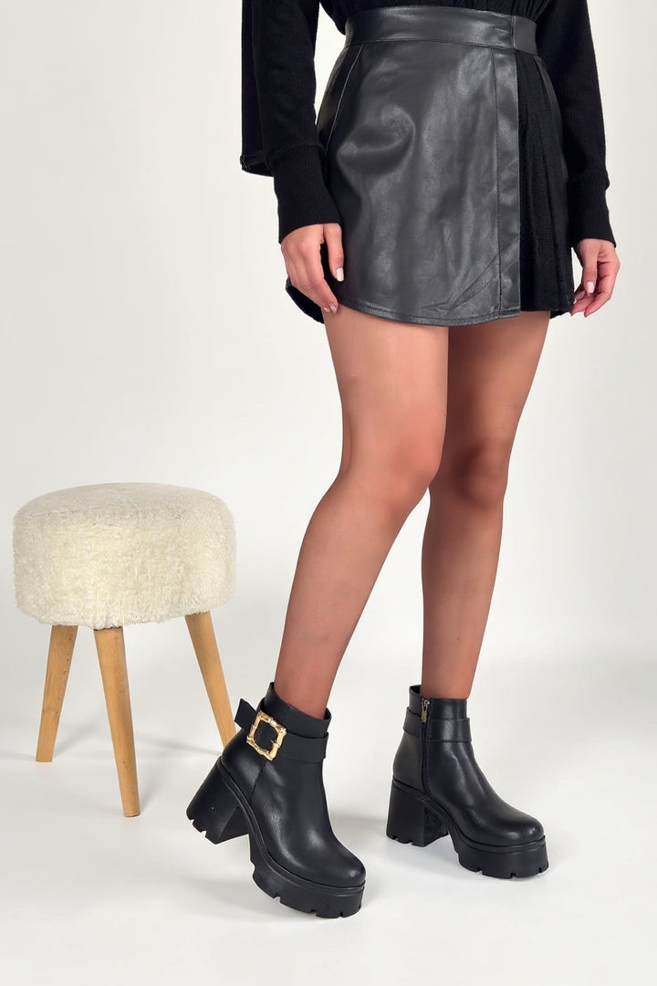 Pinma Siyah Kadın Topuklu Bot