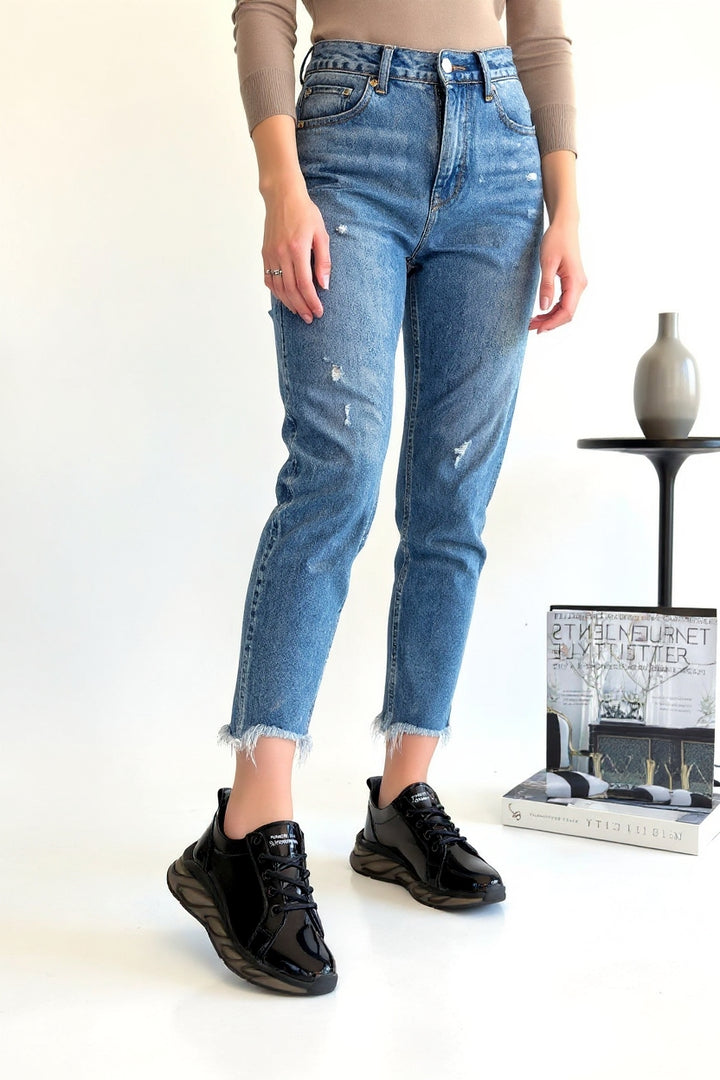 Piona Kadın Siyah Rugan Gri Tabanlı Bağcıklı Spor Ayakkabı