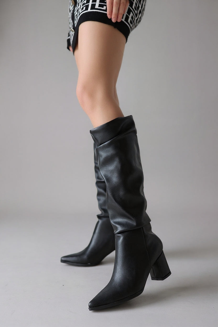 Pitay Siyah Kadın Topuklu Çizme