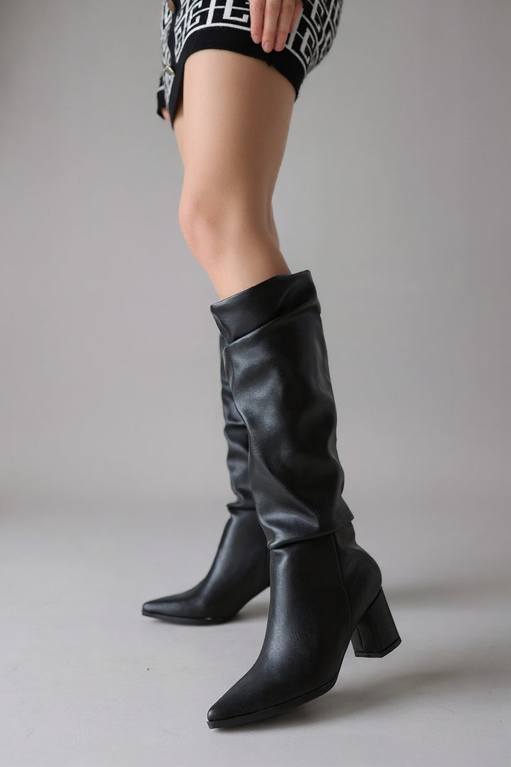 Pitay Siyah Kadın Topuklu Çizme
