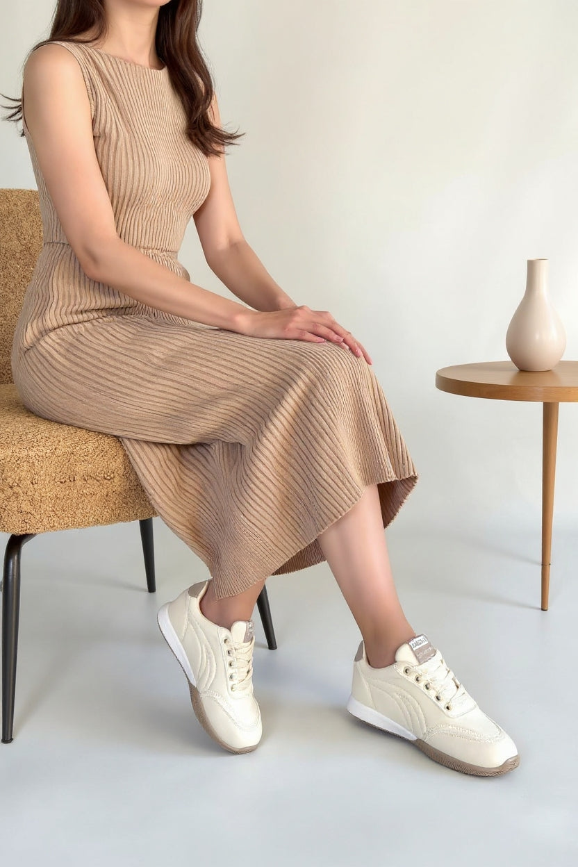 Tawen Kadın Bej Bağcıklı Spor Ayakkabı