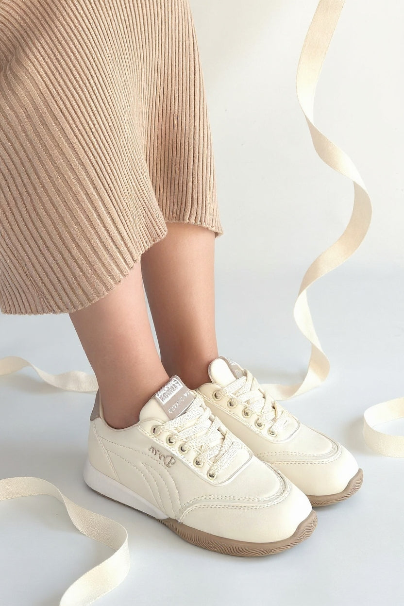 Tawen Kadın Bej Bağcıklı Spor Ayakkabı