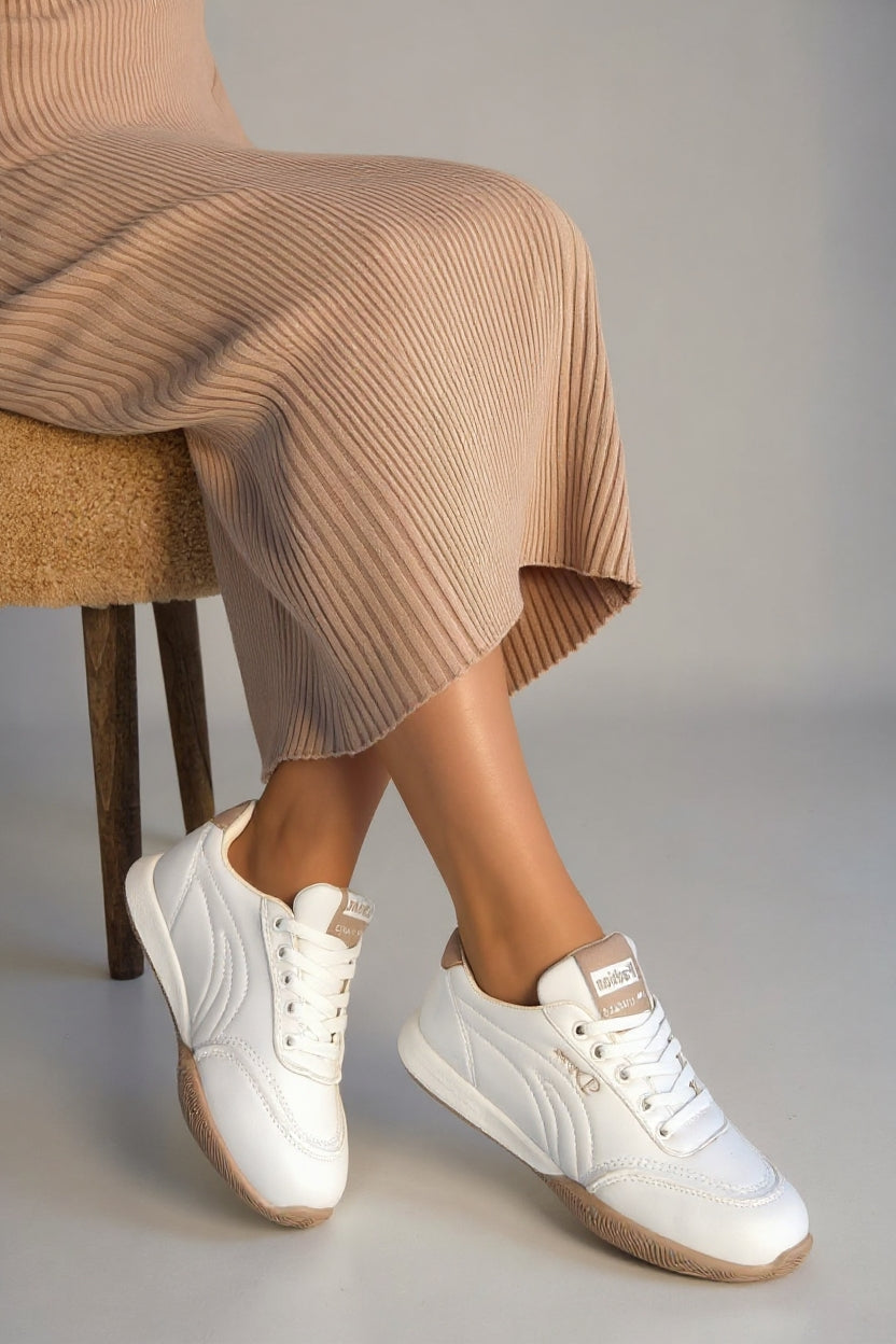 Tawen Kadın Beyaz Bağcıklı Spor Ayakkabı