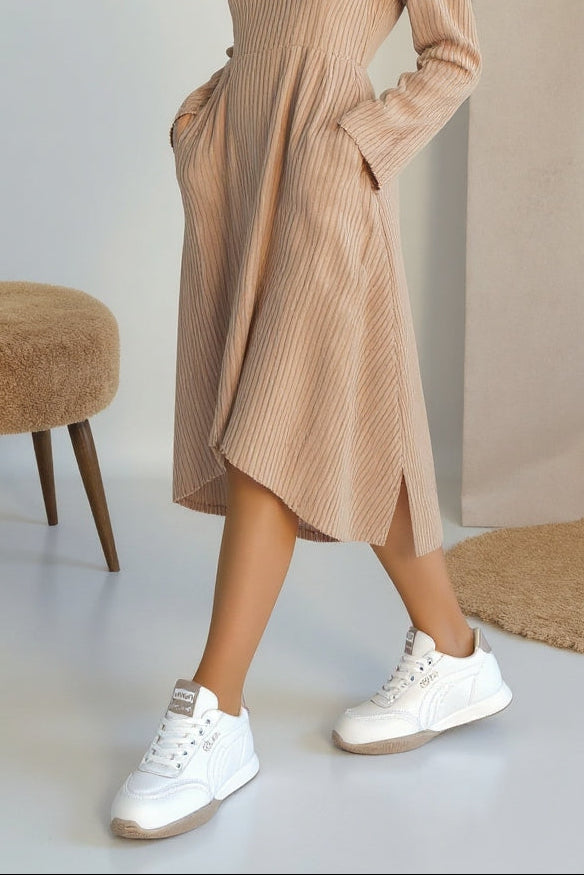 Tawen Kadın Beyaz Bağcıklı Spor Ayakkabı