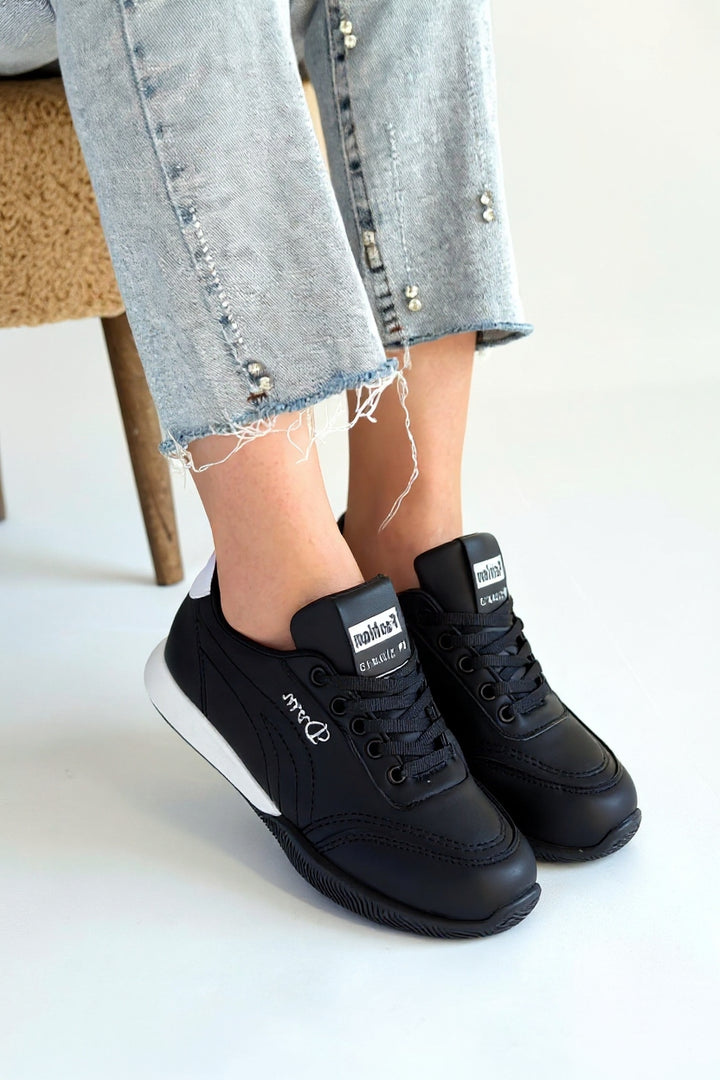 Tawen Kadın Siyah Bağcıklı Spor Ayakkabı